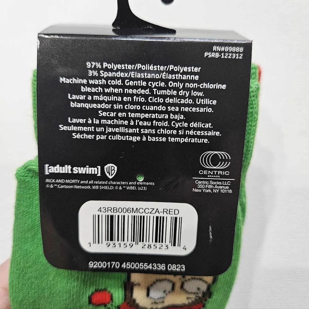 Rick‎ And Morty Christmas Socks 2 Pair Red And Green Fits Shoe Size 6-12
